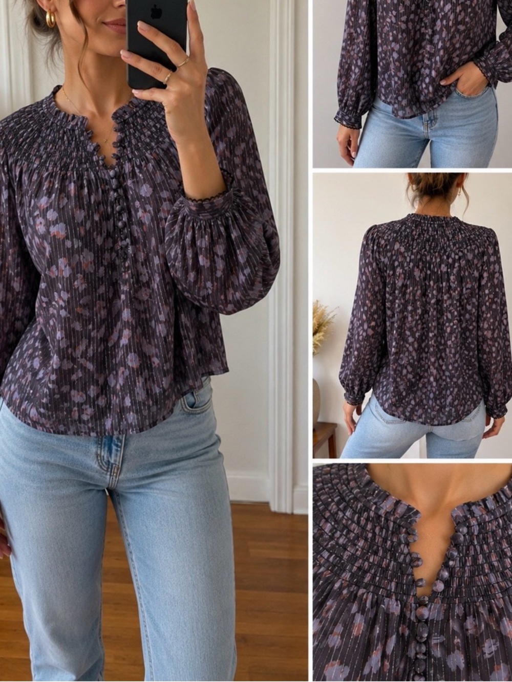 PAIGE printed blouse in size M.